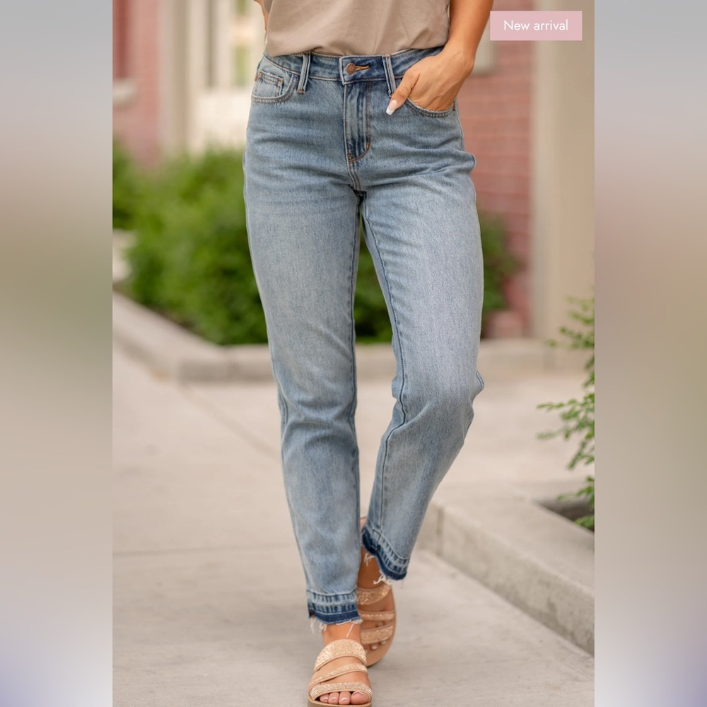 Judy Blue Mid Rise Released Hem Jeans
